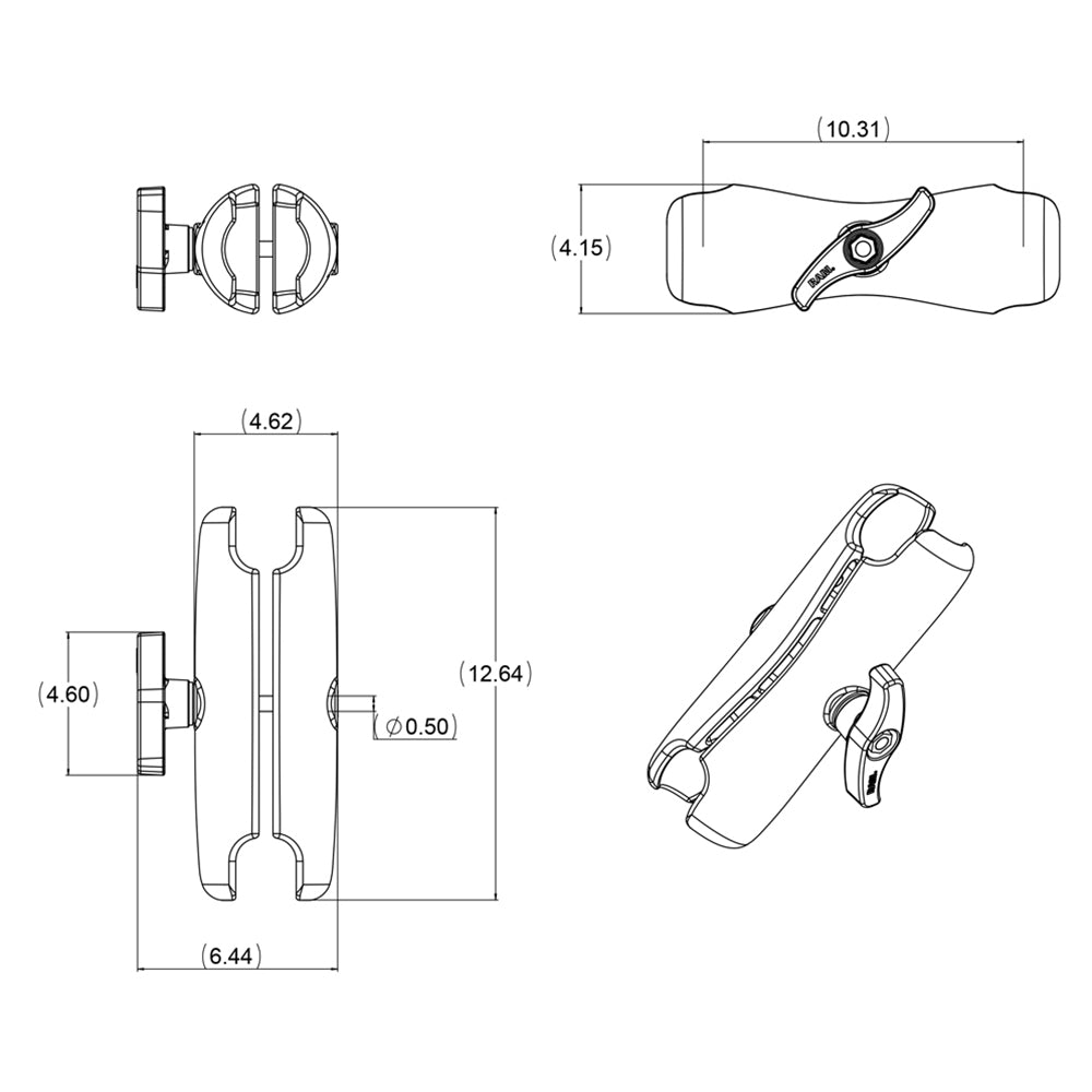 RAM Mount Double Socket Arm f338 E Size Ball Bases