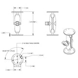 RAM Mount 1 Ball Double Socket Arm w2 25 Round Bases  AMPS Hole Pattern