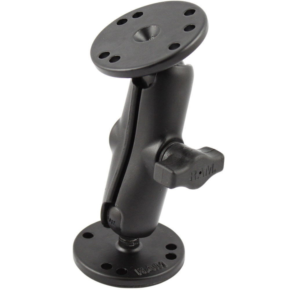 RAM Mount 1 Ball Double Socket Arm w2 25 Round Bases  AMPS Hole Pattern