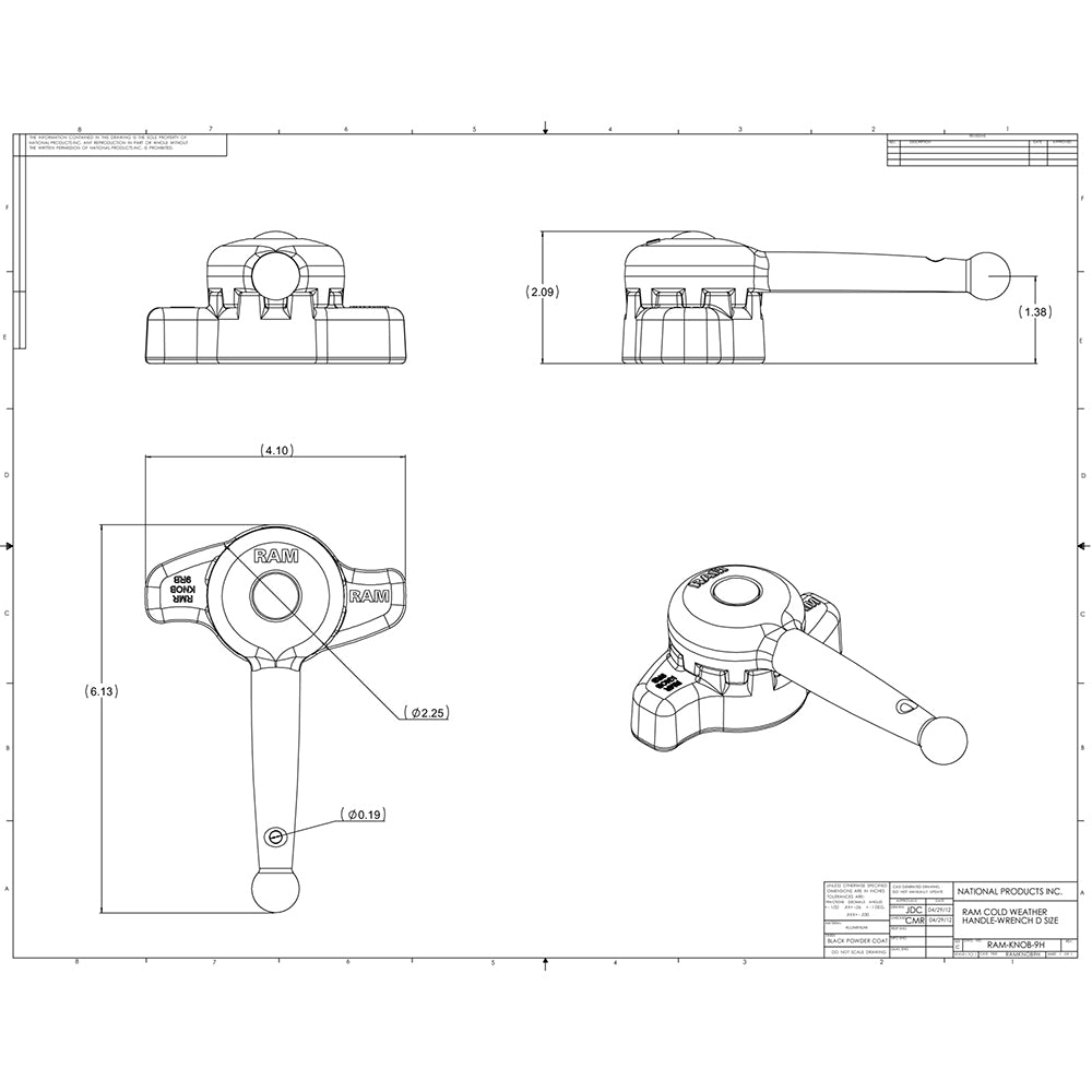 RAM Mount Handle Wrench fD Size Ball Arms  Mounts