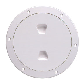 Beckson 6 Smooth Center ScrewOut Deck Plate  White