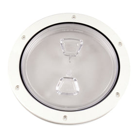 Beckson 6 Clear Center Screw Out Deck Plate  White