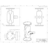 RAM Mount 15 Ball Mount wShort Double Socket Arm  225 Round Bases
