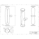 RAM Mount Ball Mount wLong Double Socket Arm  225 Round Bases wAMPs Pattern
