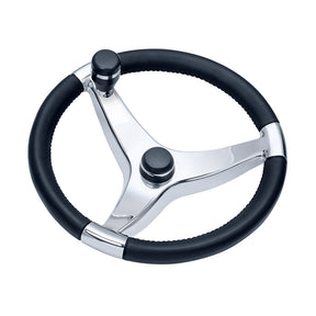 Schmitt Marine Evo Pro 316 Cast Stainless Steel Steering Wheel wControl Knob  135 Diameter