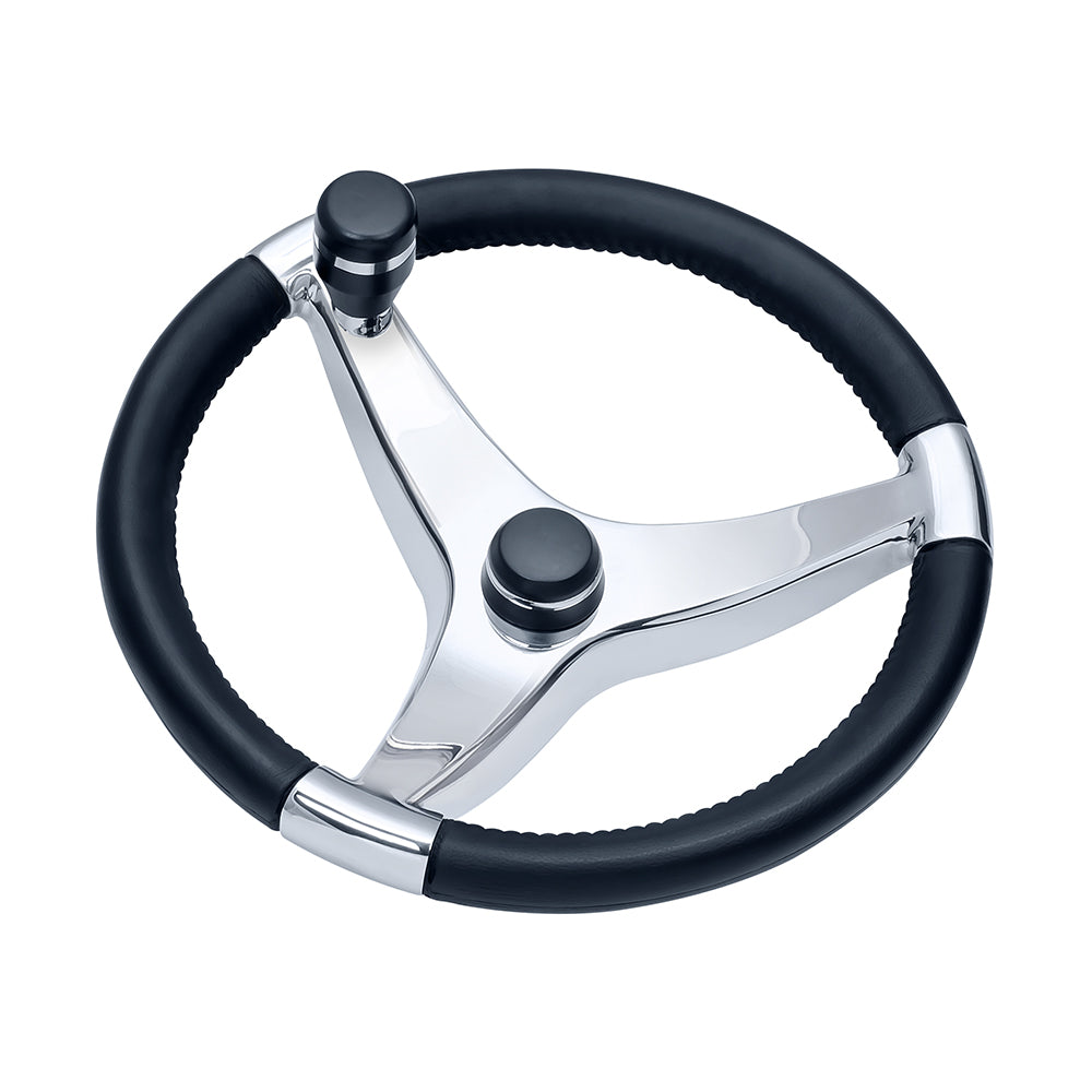 Schmitt Marine Evo Pro 316 Cast Stainless Steel Steering Wheel wControl Knob  155 Diameter