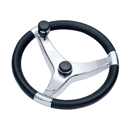 Schmitt Marine Evo Pro 316 Cast Stainless Steel Steering Wheel wControl Knob  155 Diameter