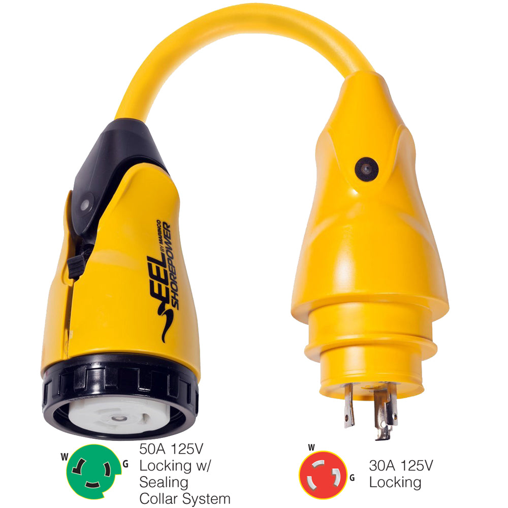 Marinco P30503 EEL 50A125V Female to 30A125V Male Pigtail Adapter  Yellow