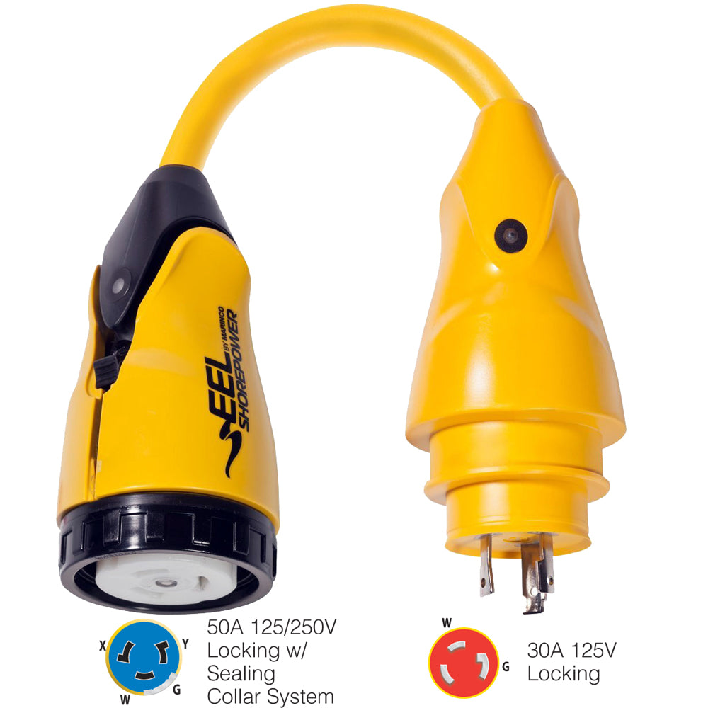 Marinco P30504 EEL 50A125250V Female to 30A125V Male Pigtail Adapter  Yellow