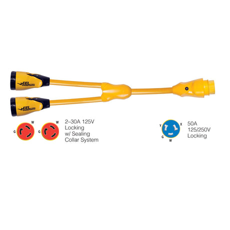 Marinco Y504230 EEL 230A125V Female to 150A125250V Male Y Adapter  Yellow