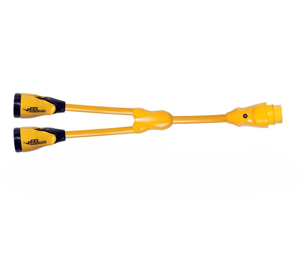 Marinco Y504-2-30 EEL (2)-30A-125V Female to (1)50A-125/250V Male "Y" Adapter - Yellow [Y504-2-30]