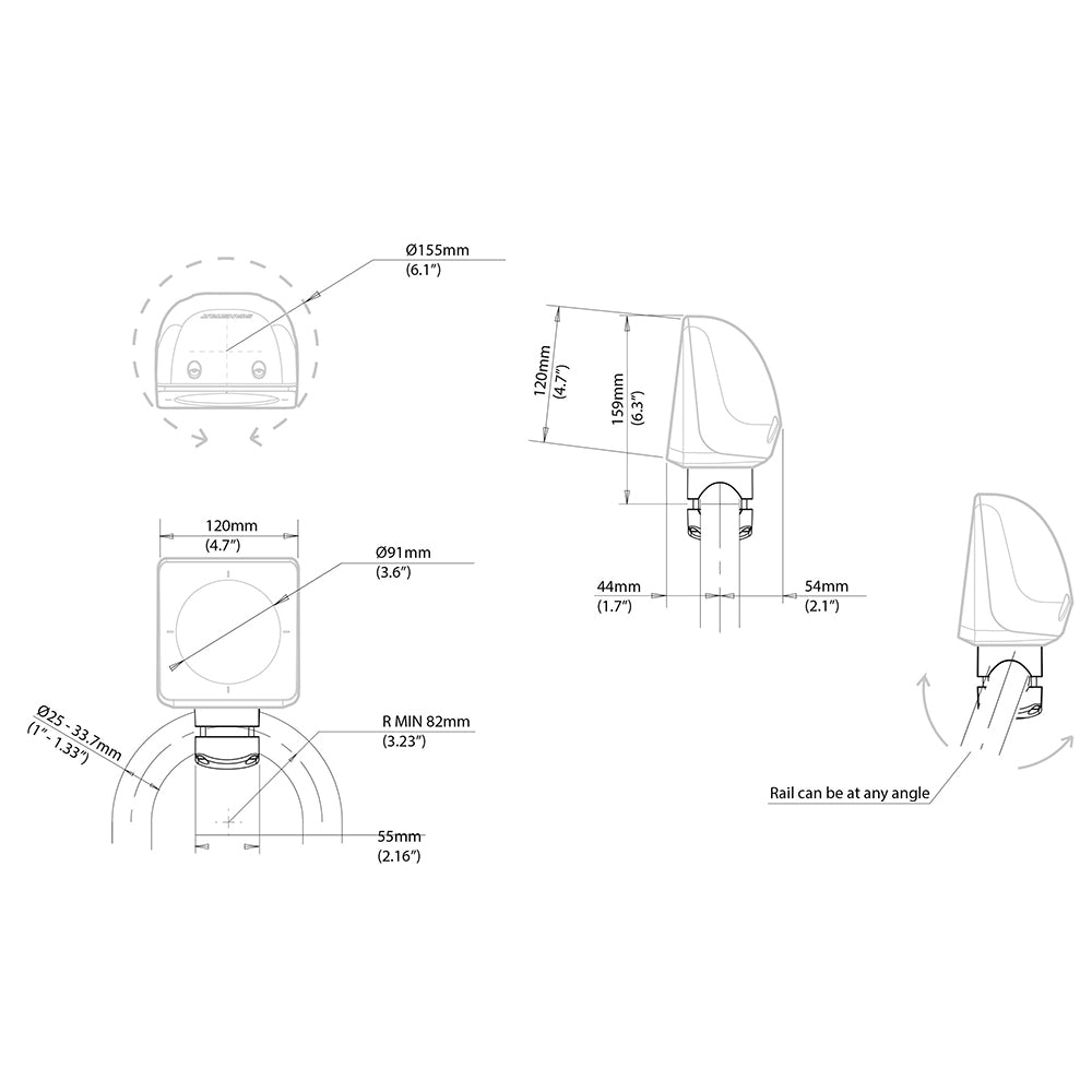 Scanstrut Scanpod Single Instrument Pod Rail Mount  Cut fStandard Instrument  Fits 1  133 Rails