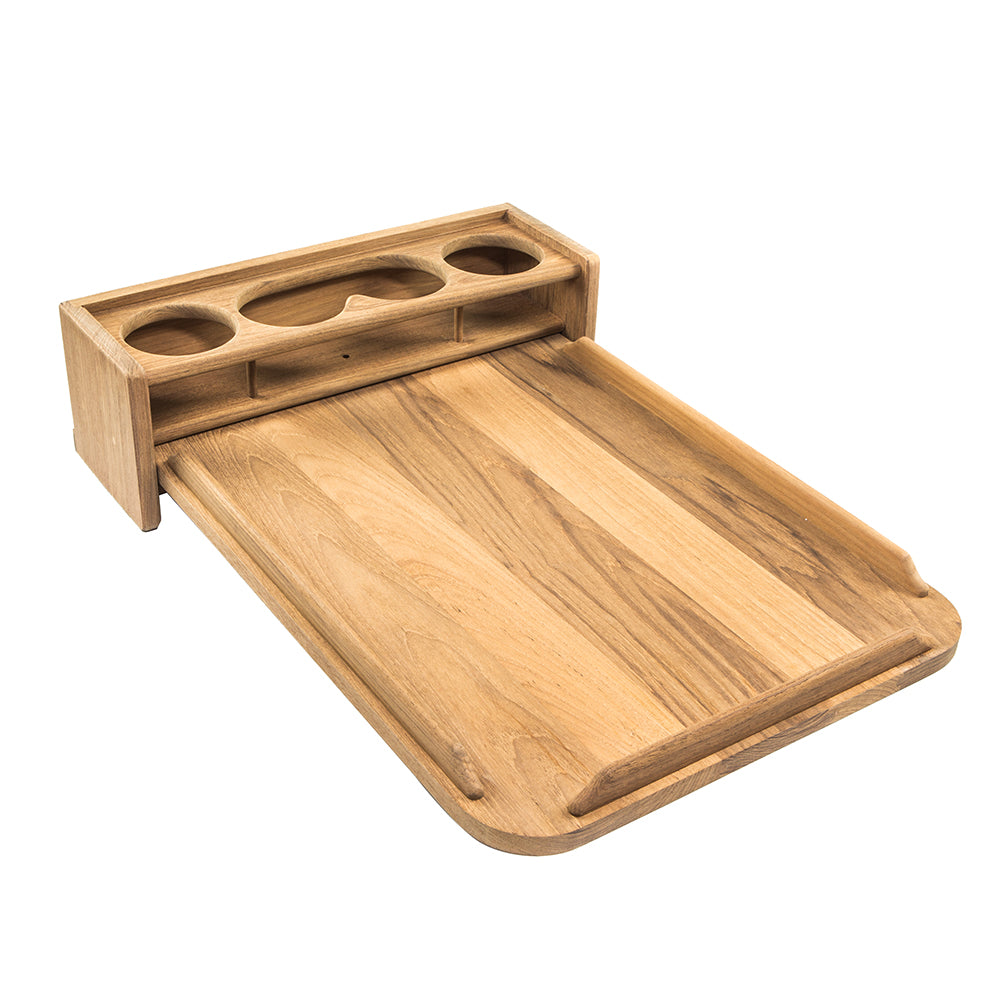 Whitecap Teak Drinkholder wRemovable Cockpit Table Top  Holds 4 Glasses