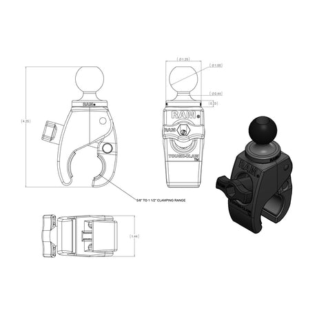 RAM Mount Small ToughClaw w1 Rubber Ball