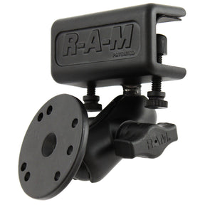 RAM Mount Glare Shield Clamp Mount wShort Double Socket Arm  Round Base Adapter wAMPs Hole Pattern