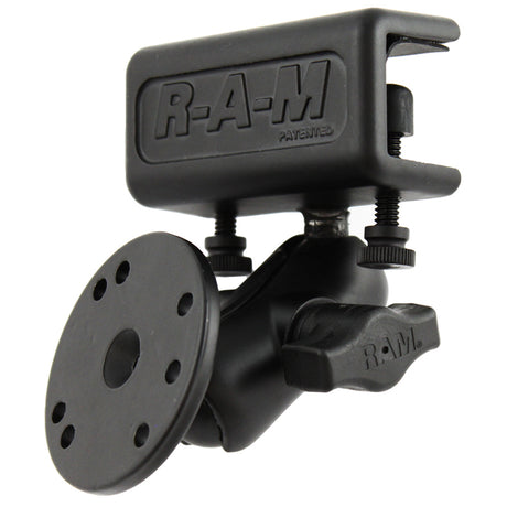 RAM Mount Glare Shield Clamp Mount wShort Double Socket Arm  Round Base Adapter wAMPs Hole Pattern