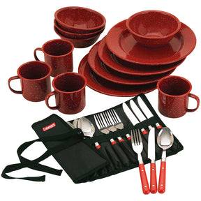 Coleman 24Piece Speckled Enamelware Cook Set  Red