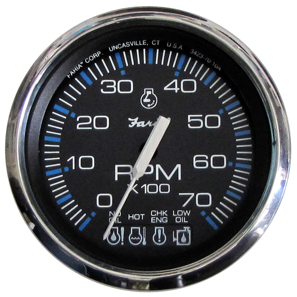 Faria Chesapeake Black SS 4 Tachometer wSystemcheck Indicator  7000 RPM Gas f Johnson  Evinrude Outboard