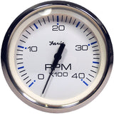 Faria Chesapeake White SS 4 Tachometer  4000 RPM Diesel Magnetic PickUp