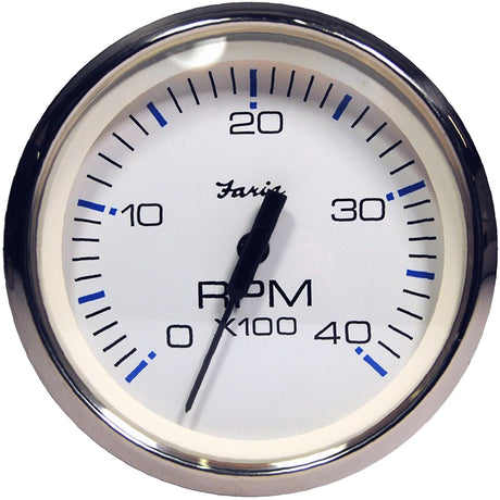 Faria Chesapeake White SS 4 Tachometer  4000 RPM Diesel Magnetic PickUp