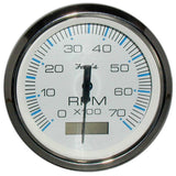 Faria Chesapeake White SS 4 Tachometer wHourmeter  7000 RPM Gas Outboard