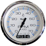 Faria Chesapeake White SS 4 Tachometer wSystemcheck Indicator  7000 RPM Gas JohnsonEvinrude Outboard