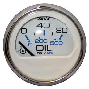 Faria Chesapeake White SS 2 Oil Pressure Gauge 80 PSI