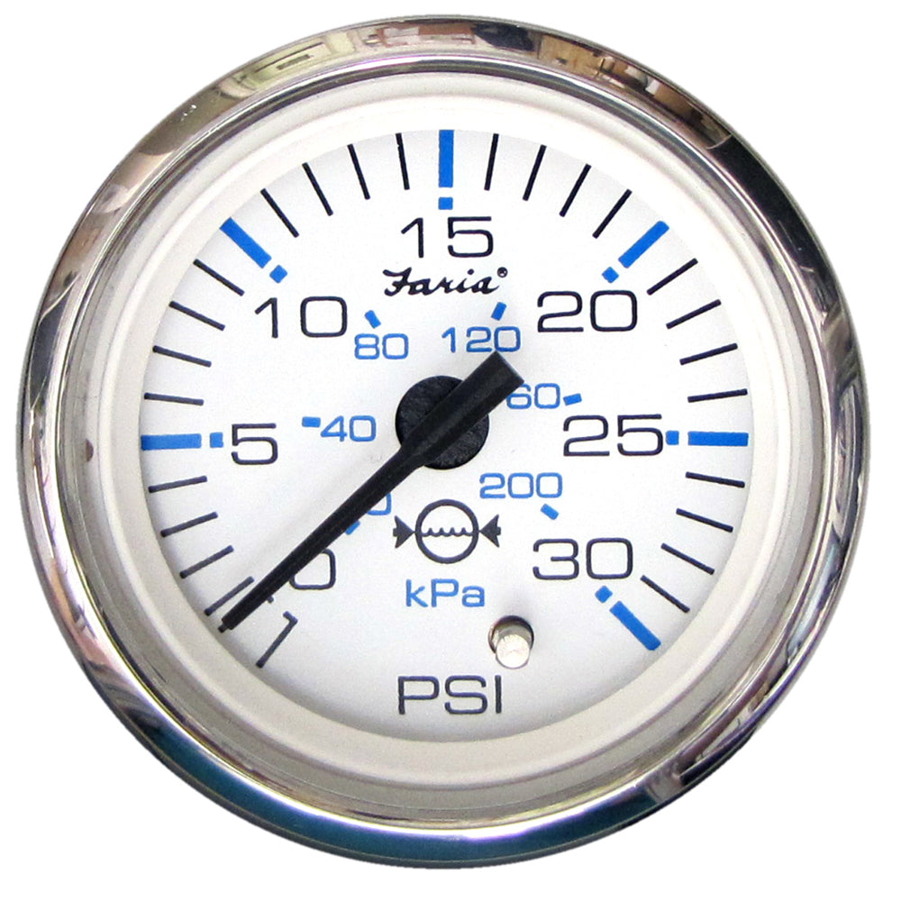 Faria Chesapeake White SS 2 Water Pressure Gauge 30 PSI