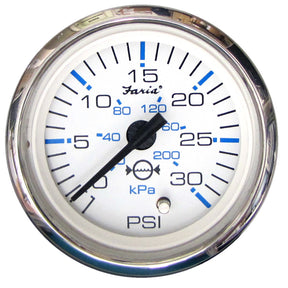 Faria Chesapeake White SS 2 Water Pressure Gauge 30 PSI