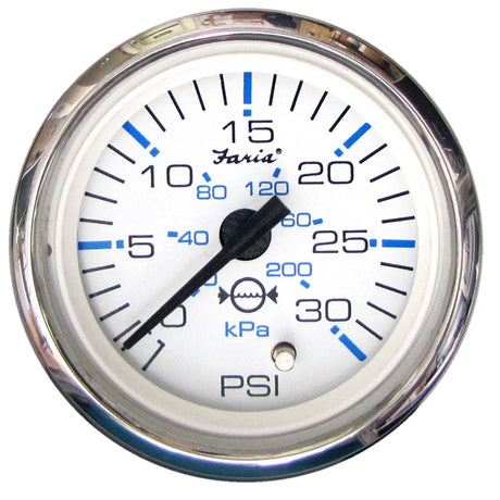 Faria Chesapeake White SS 2 Water Pressure Gauge 30 PSI