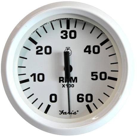 Faria Dress White 4 Tachometer  6000 RPM Gas Inboard  IO