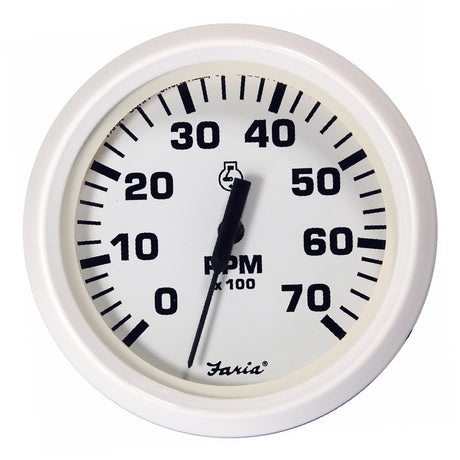Faria Dress White 4 Tachometer  7000 RPM Gas All Outboards