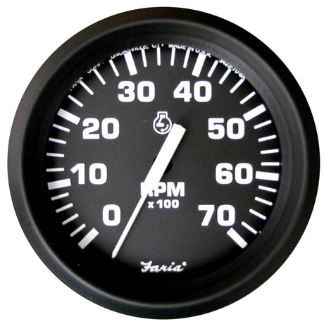 Faria Euro Black 4 Tachometer  7000 RPM Gas  All Outboard