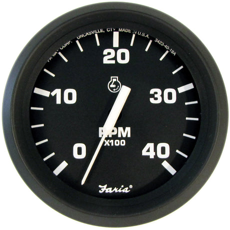 Faria Euro Black 4 Tachometer  4000 RPM Diesel Mechanical Takeoff