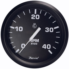 Faria Euro Black 4 Tachometer  4000 RPM Diesel  Magnetic PickUp