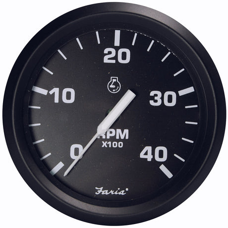 Faria Euro Black 4 Tachometer  4000 RPM Diesel  Magnetic PickUp