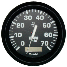 Faria Euro Black 4 Tachometer wHourmeter  7000 RPM Gas  Outboard
