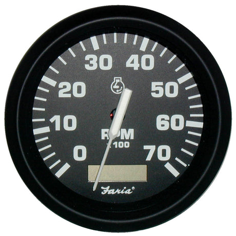 Faria Euro Black 4 Tachometer wHourmeter  7000 RPM Gas  Outboard