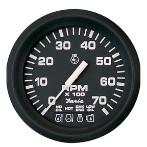 Faria Euro Black 4 Tachometer wSystemcheck 7000 RPM Gas f Johnson  Evinrude Outboard