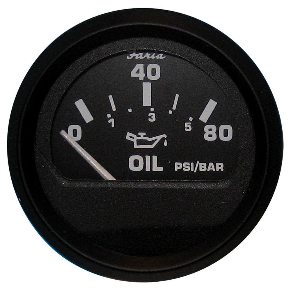 Faria Euro Black 2 Oil Pressure Gauge 80 PSI