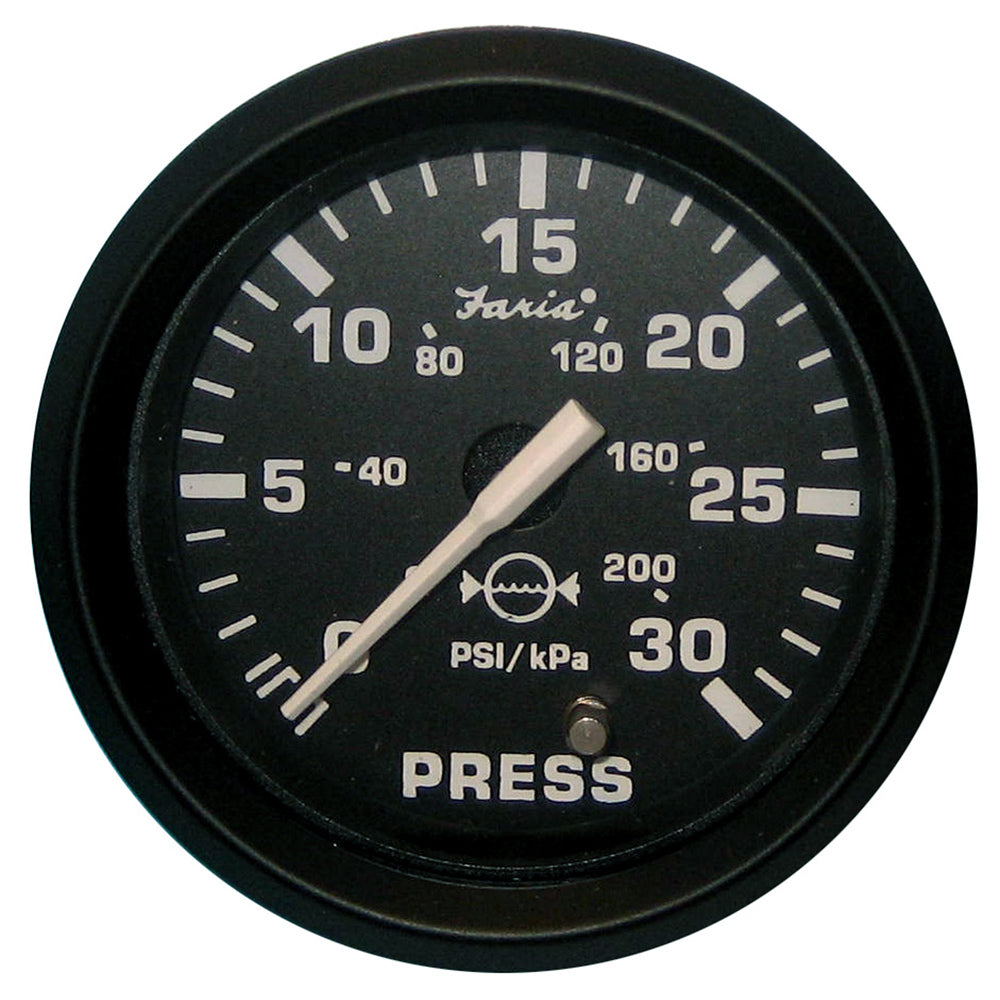 Faria Euro Black 2 Water Pressure Gauge 30 PSI