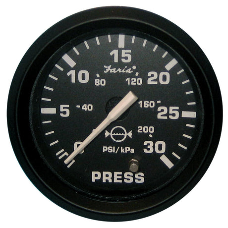 Faria Euro Black 2 Water Pressure Gauge 30 PSI