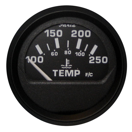 Faria Euro Black 2 Water Temperature Gauge 100250 DegreeF