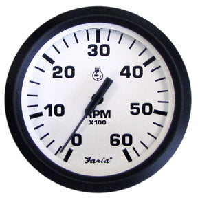 Faria Euro White 4 Tachometer  6000 RPM Gas Inboard  IO