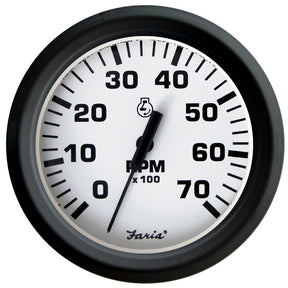 Faria Euro White 4 Tachometer 7000 RPM Gas Outboards