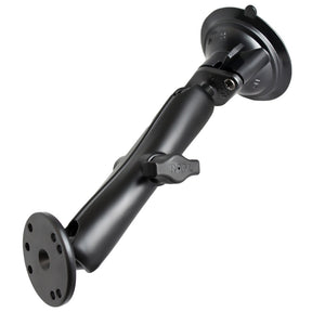 RAM Mount Twist Lock Suction Cup Mount wLong Double Socket Arm  25 Round Base  AMPS Hole Pattern 9 Length