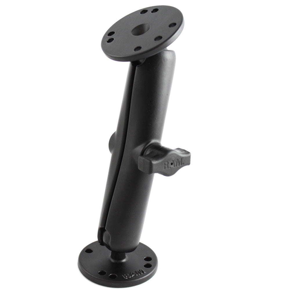 RAM Mount 1 Diameter Ball Mount wLong Double Socket Arm  225 Round Bases  AMPS Hole Pattern 7516 Length