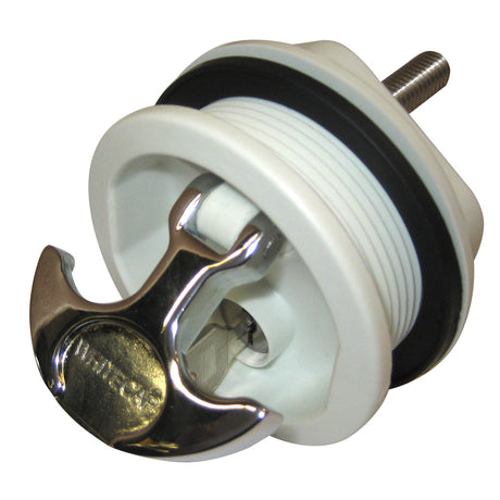 Whitecap THandle Latch  Chrome Plated ZamacWhite Nylon  Locking  Freshwater Use Only