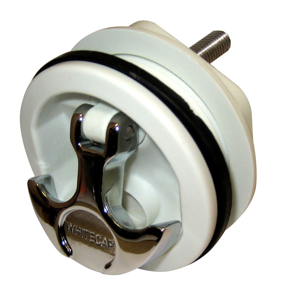 Whitecap THandle Latch  Chrome Plated ZamacWhite Nylon  No Lock  Freshwater Use Only