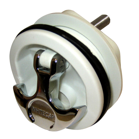 Whitecap THandle Latch  Chrome Plated ZamacWhite Nylon  No Lock  Freshwater Use Only